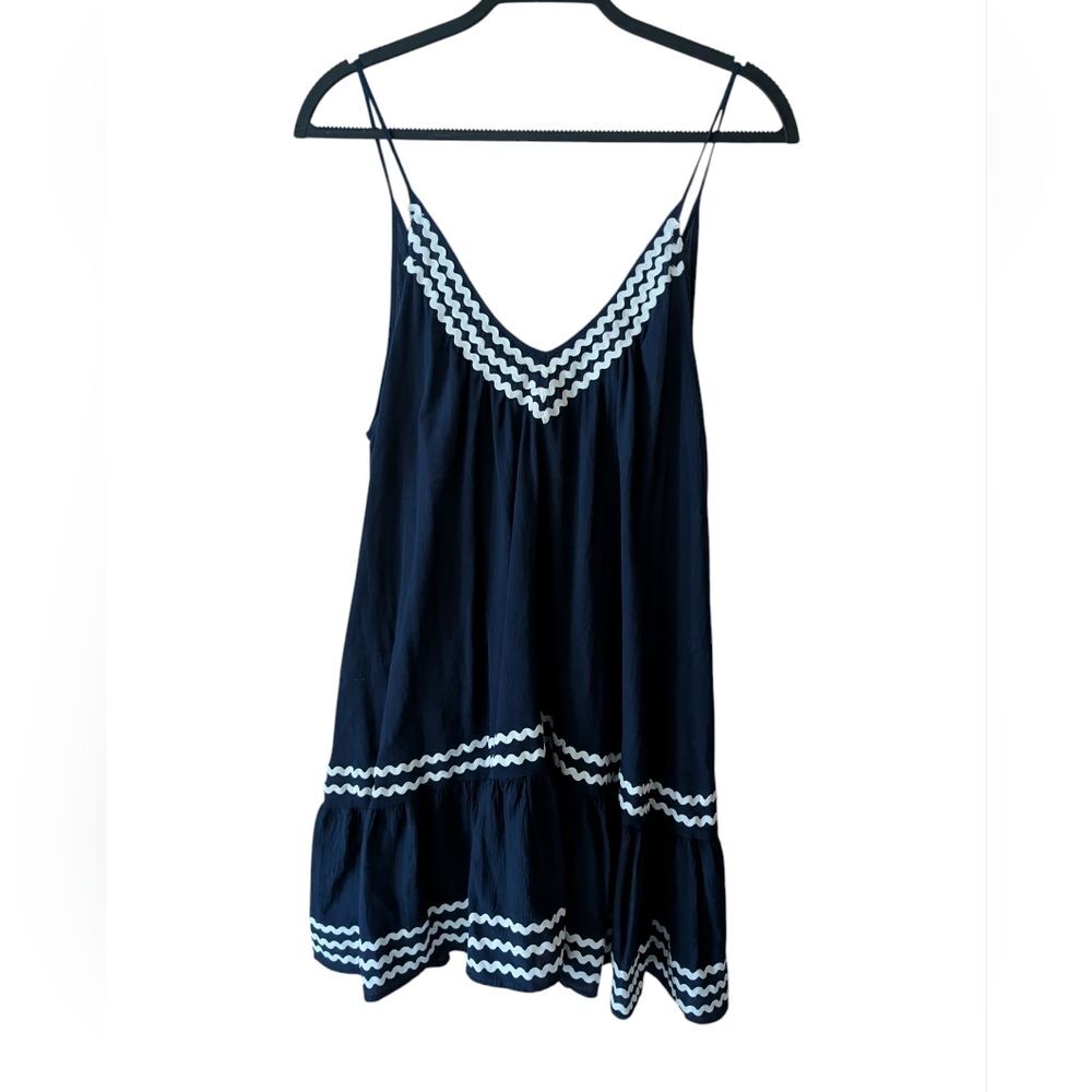 9 Seed St. Tropez Navy‎ White Ric Rac Mini Dress One Size - Picture 2 of 10
